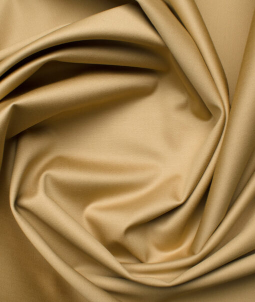 Burgoyne Men's Cotton Solids 1.50 Meter Unstitched Stretchable Cotton Trouser Fabric (Latte Beige)