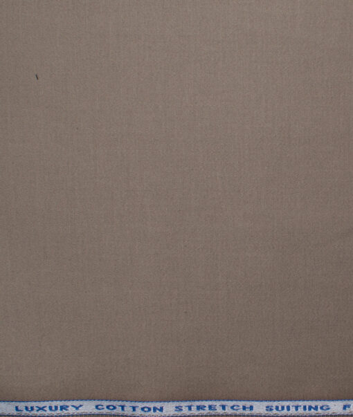 Burgoyne Men's Cotton Solids 1.50 Meter Unstitched Stretchable Cotton Trouser Fabric (Sand Stone Beige)