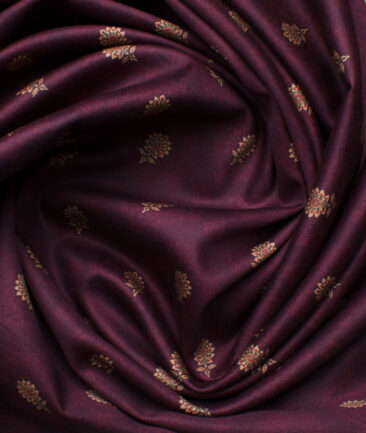 Cadini Men's Premium Cotton Printed 2.25 Meter Unstitched Shirting Fabric (Maroon)