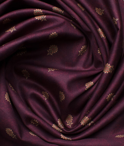 Cadini Men's Premium Cotton Printed 2.25 Meter Unstitched Shirting Fabric (Maroon)