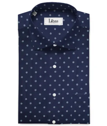 Cadini Men's Premium Cotton Printed 2.25 Meter Unstitched Shirting Fabric (Royal Blue)