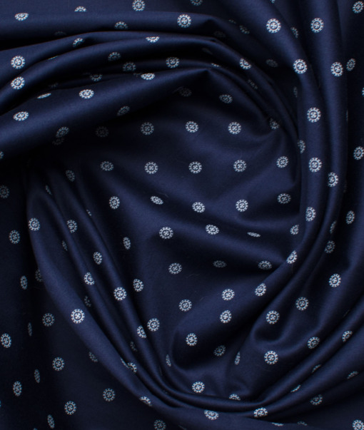 Cadini Men's Premium Cotton Printed 2.25 Meter Unstitched Shirting Fabric (Royal Blue)