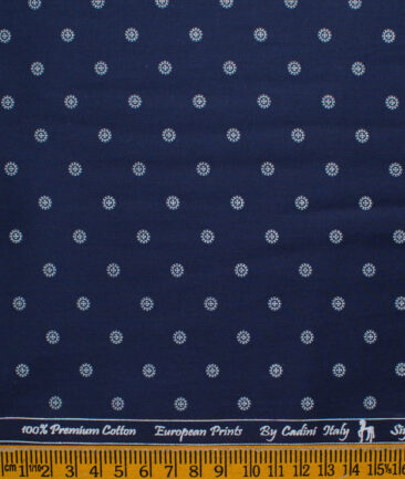 Cadini Men's Premium Cotton Printed 2.25 Meter Unstitched Shirting Fabric (Royal Blue)