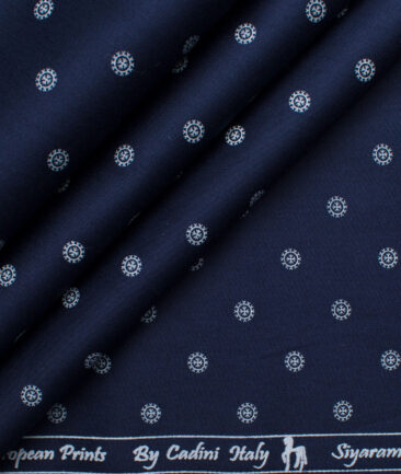 Cadini Men's Premium Cotton Printed 2.25 Meter Unstitched Shirting Fabric (Royal Blue)
