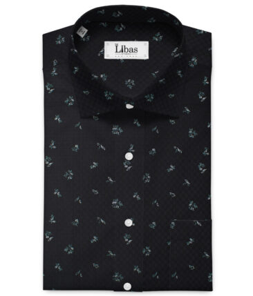 Cadini Men's Premium Cotton Printed 2.25 Meter Unstitched Shirting Fabric (Black)