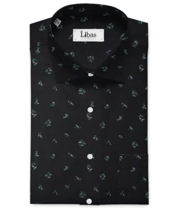Cadini Men's Premium Cotton Printed 2.25 Meter Unstitched Shirting Fabric (Black)