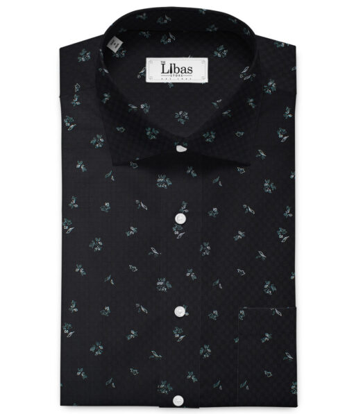 Cadini Men's Premium Cotton Printed 2.25 Meter Unstitched Shirting Fabric (Black)