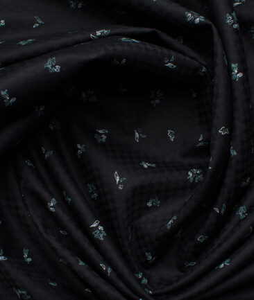 Cadini Men's Premium Cotton Printed 2.25 Meter Unstitched Shirting Fabric (Black)