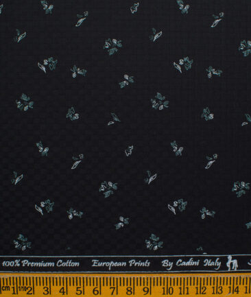 Cadini Men's Premium Cotton Printed 2.25 Meter Unstitched Shirting Fabric (Black)