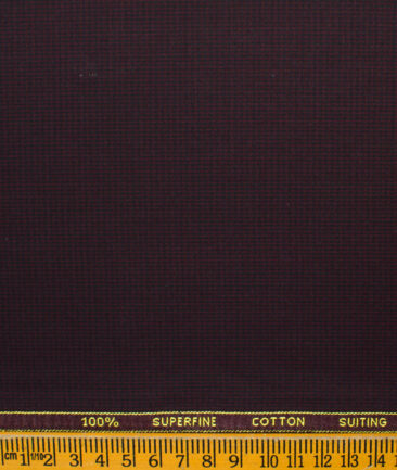 Cadini Men's Superfine Cotton Houndstooth 1.50 Meter Unstitched Superfine Cotton Trouser Fabric (Dark Wine)