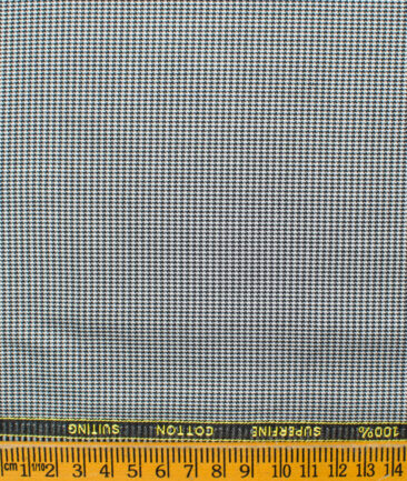Cadini Men's Superfine Cotton Houndstooth 1.50 Meter Unstitched Superfine Cotton Trouser Fabric (White & Black)