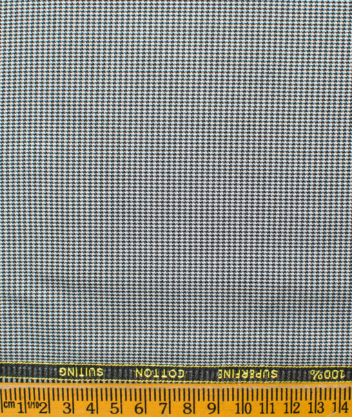 Cadini Men's Superfine Cotton Houndstooth 1.50 Meter Unstitched Superfine Cotton Trouser Fabric (White & Black)