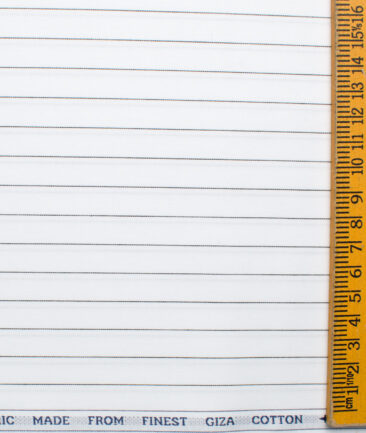 Luthai Men's Giza Cotton Striped 2.25 Meter Unstitched Shirting Fabric (White & Black)