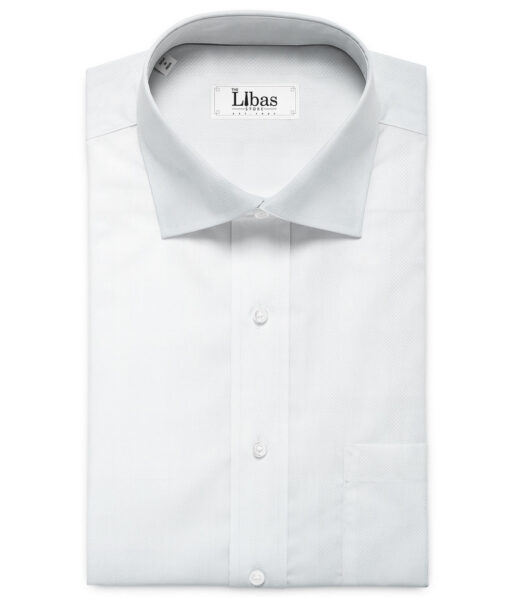 Luthai Men's Supima Cotton Checks 2.25 Meter Unstitched Shirting Fabric (White)