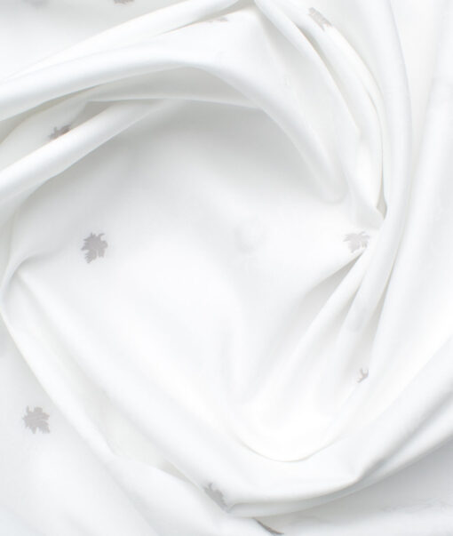Luthai Men's Supima Cotton Self Design 2.25 Meter Unstitched Shirting Fabric (White & Grey)