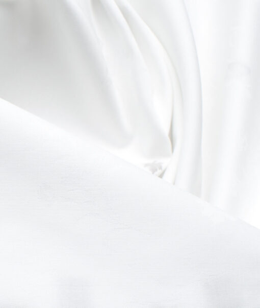 Luthai Men's Supima Cotton Self Design 2.25 Meter Unstitched Shirting Fabric (White & Grey)