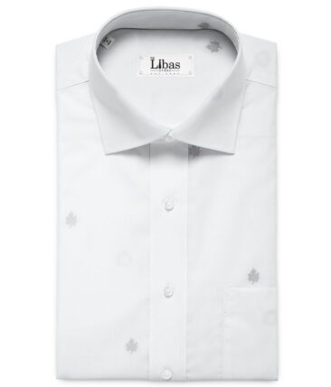 Luthai Men's Supima Cotton Self Design 2.25 Meter Unstitched Shirting Fabric (White & Grey)