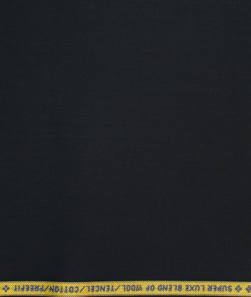 Luthai Men's Supima Cotton Solids 1.50 Meter Unstitched Stretchable Supima Cotton Trouser Fabric (Black)