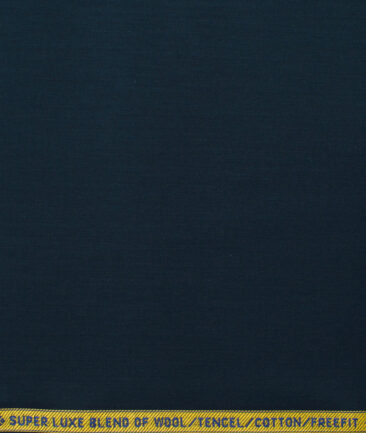 Luthai Men's Supima Cotton Solids 1.50 Meter Unstitched Stretchable Supima Cotton Trouser Fabric (Dark Blue)