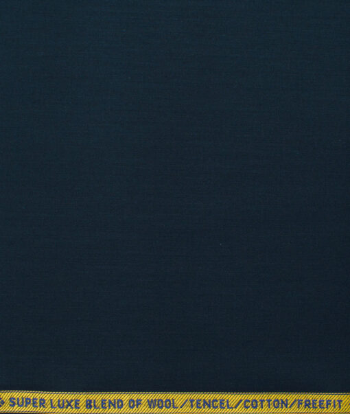 Luthai Men's Supima Cotton Solids 1.50 Meter Unstitched Stretchable Supima Cotton Trouser Fabric (Dark Blue)