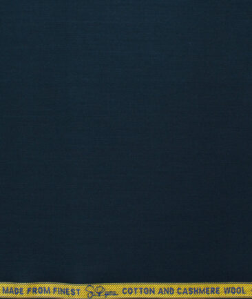 Luthai Men's Supima Cotton Solids 1.50 Meter Unstitched Stretchable Supima Cotton Trouser Fabric (Dark Blue)