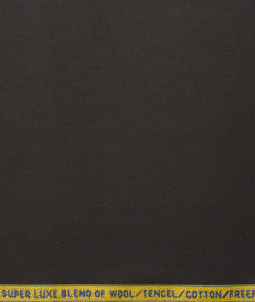 Luthai Men's Supima Cotton Solids 1.50 Meter Unstitched Stretchable Supima Cotton Trouser Fabric (Dark Brown)