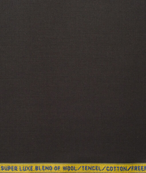 Luthai Men's Supima Cotton Solids 1.50 Meter Unstitched Stretchable Supima Cotton Trouser Fabric (Dark Brown)
