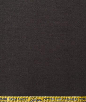 Luthai Men's Supima Cotton Solids 1.50 Meter Unstitched Stretchable Supima Cotton Trouser Fabric (Dark Brown)