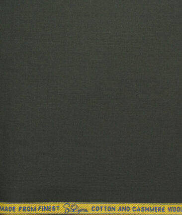 Luthai Men's Supima Cotton Solids 1.50 Meter Unstitched Stretchable Supima Cotton Trouser Fabric (Dark Green)