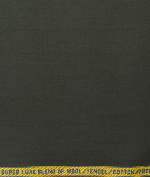 Luthai Men's Supima Cotton Solids 1.50 Meter Unstitched Stretchable Supima Cotton Trouser Fabric (Dark Green)