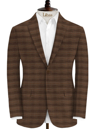 Raymond Men's Linen Checks 3.75 Meter Unstitched Suiting Fabric (Dark Brown)