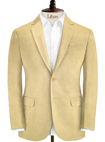 Raymond Men's Linen Checks 3.75 Meter Unstitched Suiting Fabric (Yellow)