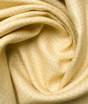 Raymond Men's Linen Checks 3.75 Meter Unstitched Suiting Fabric (Yellow)