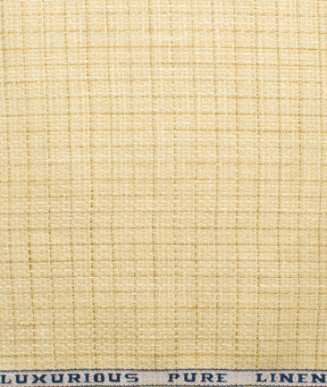 Raymond Men's Linen Checks 3.75 Meter Unstitched Suiting Fabric (Yellow)