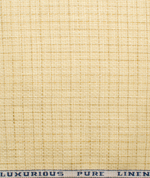 Raymond Men's Linen Checks 3.75 Meter Unstitched Suiting Fabric (Yellow)