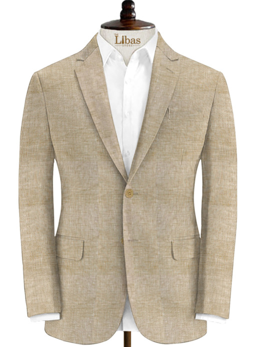 Raymond Men's Linen Self Design 3.75 Meter Unstitched Suiting Fabric (Oat Beige)