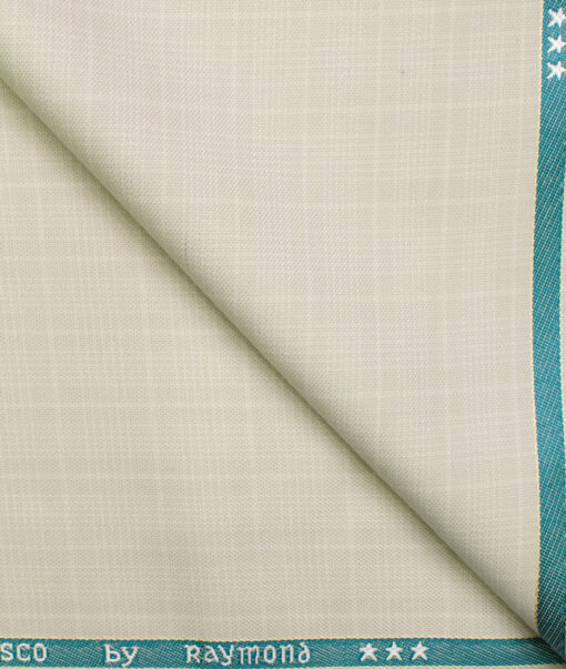 Raymond Men's Polyester Viscose Checks  Unstitched Suiting Fabric (Cream)