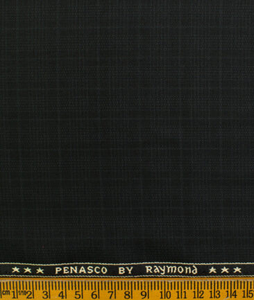 Raymond Men's Polyester Viscose Checks  Unstitched Suiting Fabric (Black)
