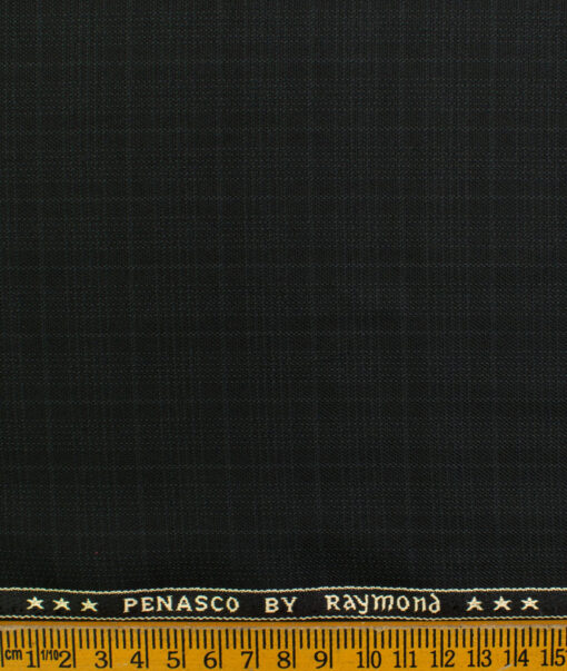 Raymond Men's Polyester Viscose Checks  Unstitched Suiting Fabric (Black)