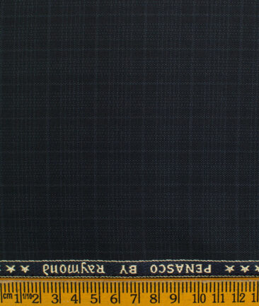 Raymond Men's Polyester Viscose Checks  Unstitched Suiting Fabric (Dark Blue)