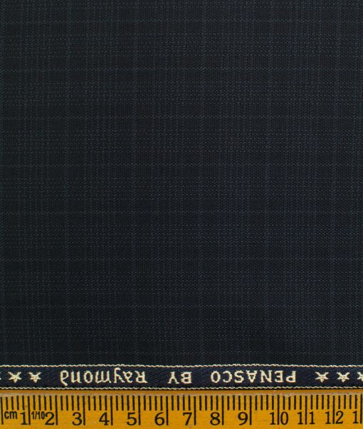 Raymond Men's Polyester Viscose Checks  Unstitched Suiting Fabric (Dark Blue)
