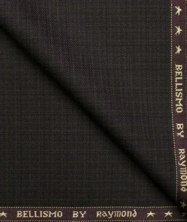 Raymond Men's Polyester Viscose Checks  Unstitched Suiting Fabric (Brown)