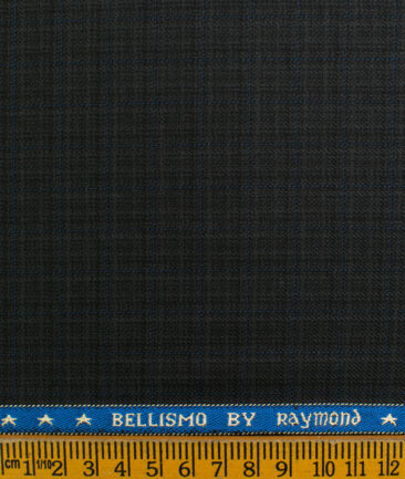 Raymond Men's Polyester Viscose Checks  Unstitched Suiting Fabric (Dark Grey)