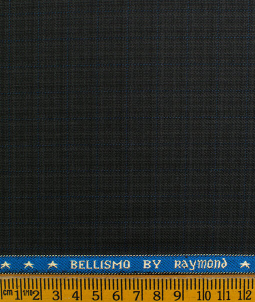 Raymond Men's Polyester Viscose Checks  Unstitched Suiting Fabric (Dark Grey)