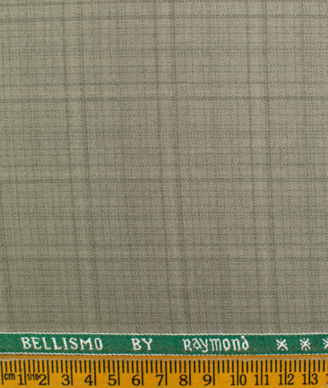 Raymond Men's Polyester Viscose Checks  Unstitched Suiting Fabric (Pistachious Beige)