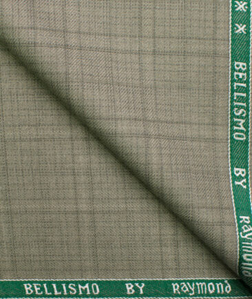 Raymond Men's Polyester Viscose Checks  Unstitched Suiting Fabric (Pistachious Beige)