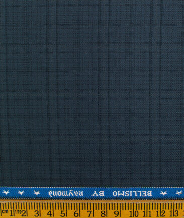 Raymond Men's Polyester Viscose Checks  Unstitched Suiting Fabric (Dark Blue)