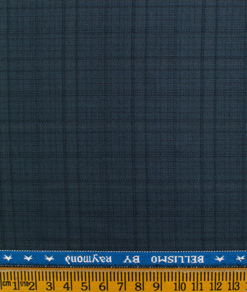 Raymond Men's Polyester Viscose Checks  Unstitched Suiting Fabric (Dark Blue)