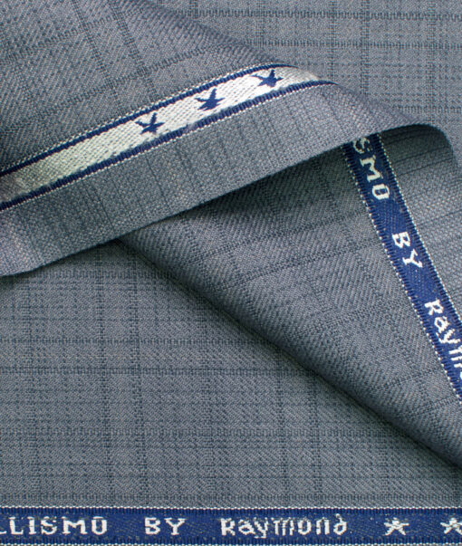 Raymond Men's Polyester Viscose Checks  Unstitched Suiting Fabric (Light Blueish Grey)