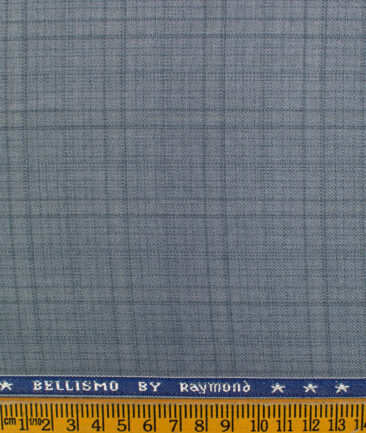 Raymond Men's Polyester Viscose Checks  Unstitched Suiting Fabric (Light Blueish Grey)